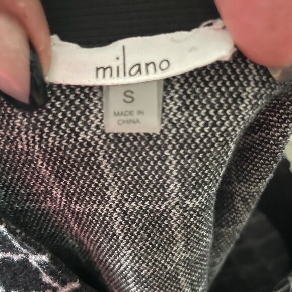 Milano Womens Black & White Grid Pattern Midi Skirt With Frayed Hem Size S - Picture 5 of 5